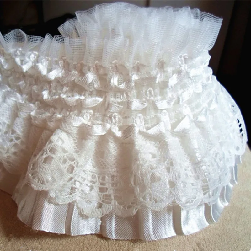 Кружевная бейка с вышивкой 5 м 8 см эластичная ткань водорастворимое белое