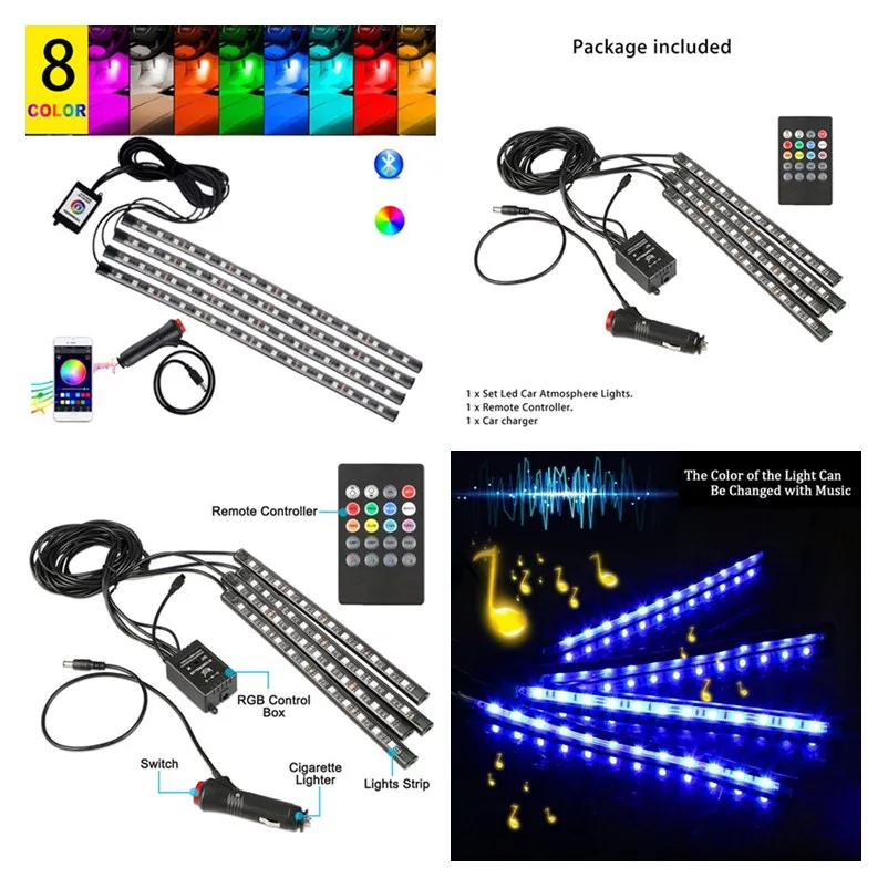 12 В светодиодный автомобильный зарядный цветной интерьер напольная