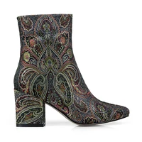 2018 springautumn new women ethnic style silk embroider women winter boots thick high heels ankle female boots square heel