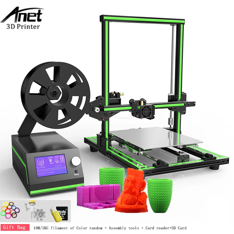 Anet E10 3D принтер DIY Kit Большой размер Reprap i3 мини 300x300x400 мм 0 4 сопло Алюминиевая рама