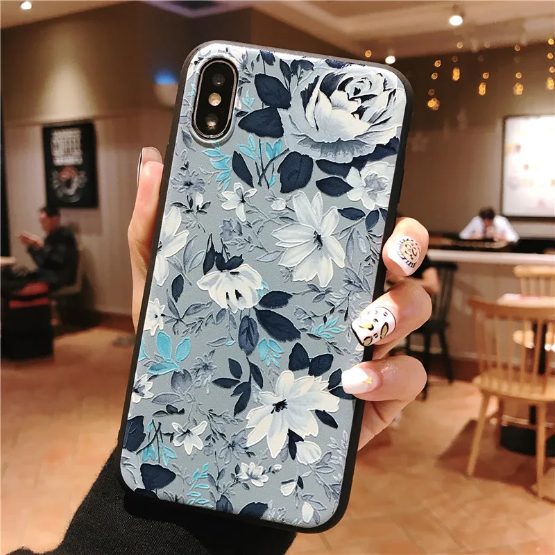 3D с тиснением и изображением цветка чехол для samsung Galaxy S10e S8 S9 S10 A9 A8Star A6 плюс A7 A3 A5 S7 край A30 A50 M10 TPU Защитный чехол