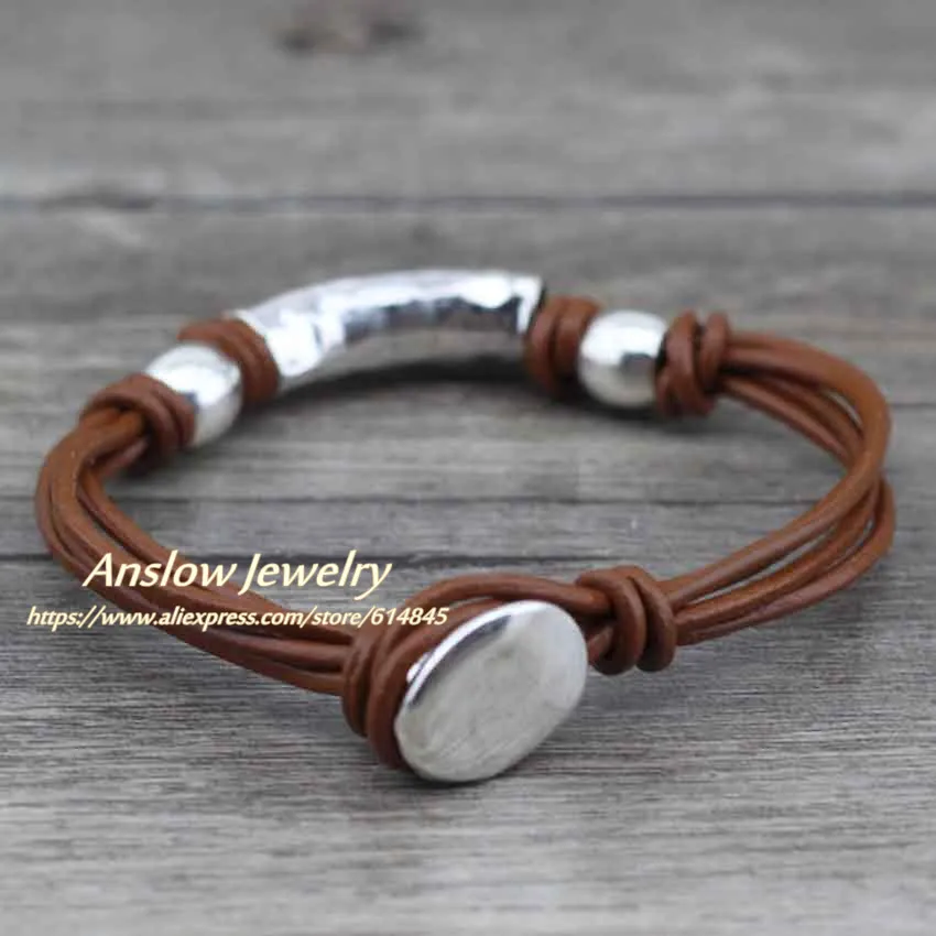 Винтажный Браслет Anslow из натуральной кожи для мужчин и женщин Лидер продаж
