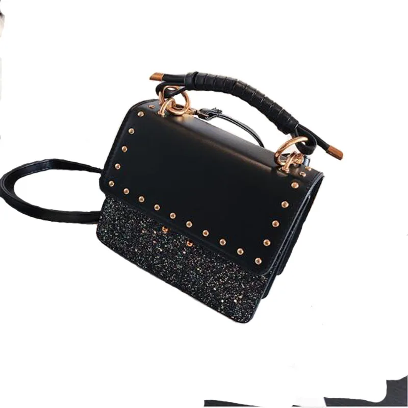 Бесплатная доставка 2018 г. Новые Модные Для женщин сумка блестками заклепки