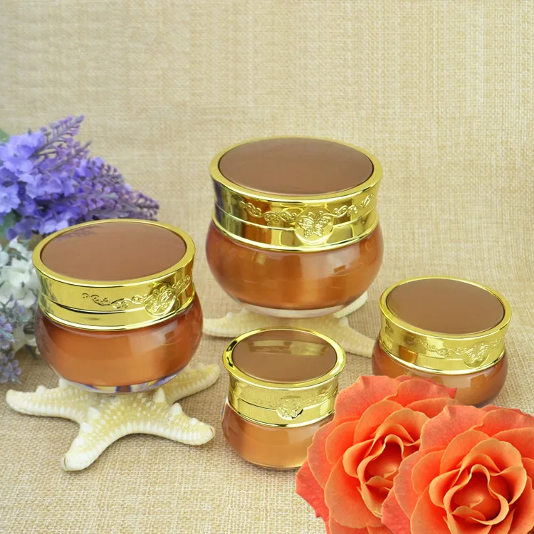 Deep Gold 20 штук, 10 г, 15 г, 30 г, 50 г, золотистого цвета акриловый косметический Опарник, макияж, уход за кожей лица крем для глаз крем, лосьон для тела, пустая бутылочка для упаковки - Цвет: Deep Gold