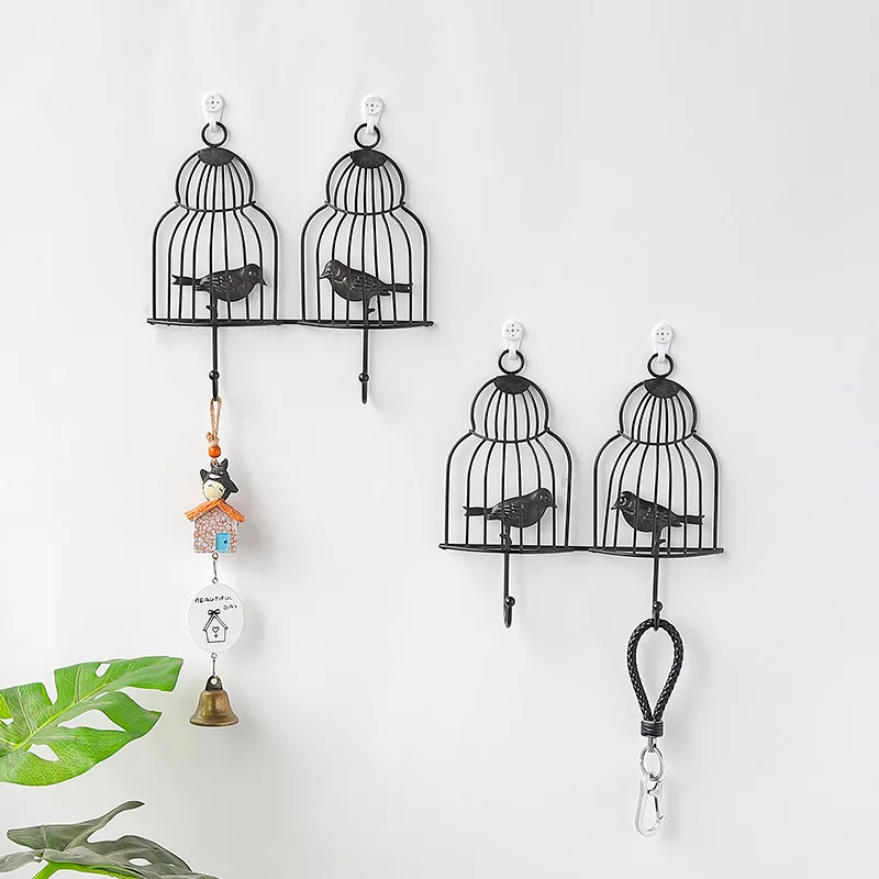Держатель для ключей в форме птичьей клетки настенная железная вешалка шляп