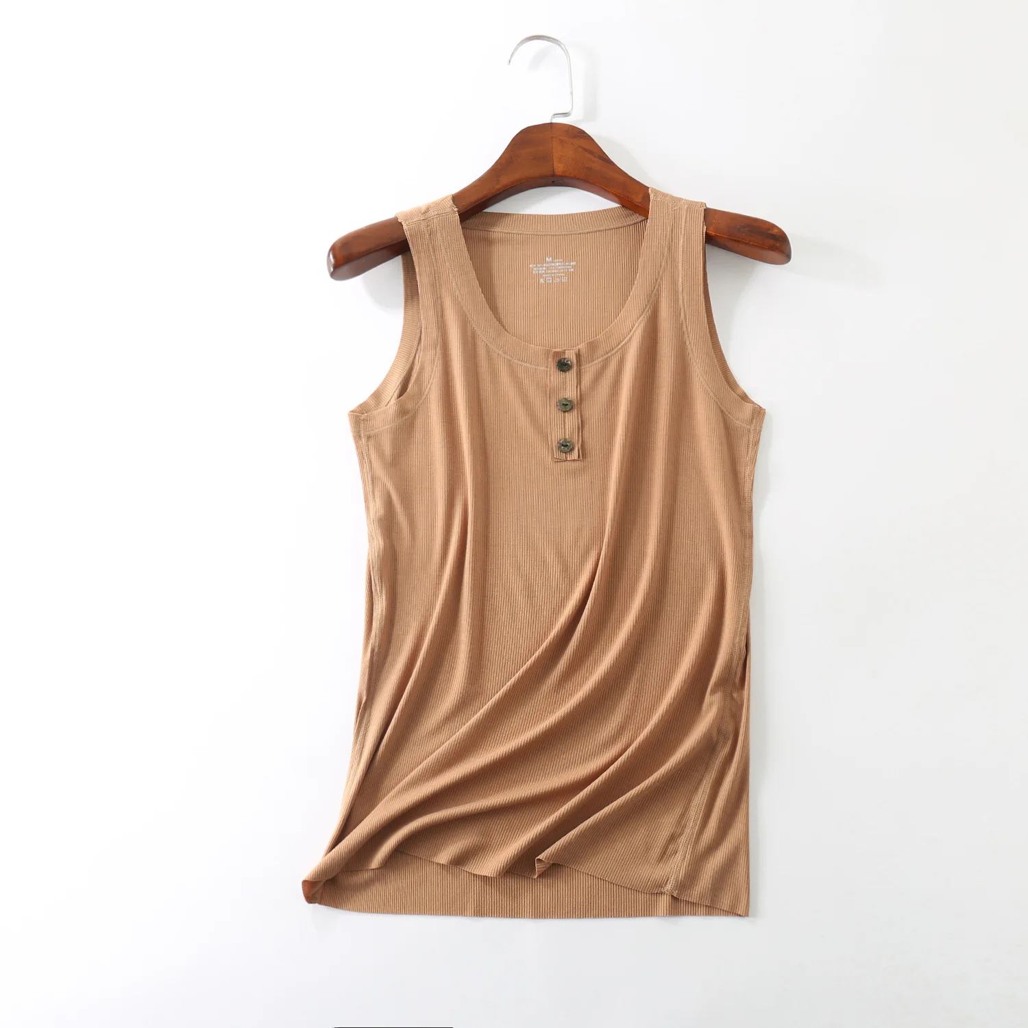 

Shuchan Button Tank Tops Women Cotton Solid Top Sexy Plus Size T Shirt Ladies Vest Singlets Camisole Big Size Vest Female