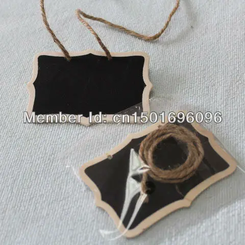 100 шт. натурального дерева мини мел доска с веревкой для деревенский Свадебная