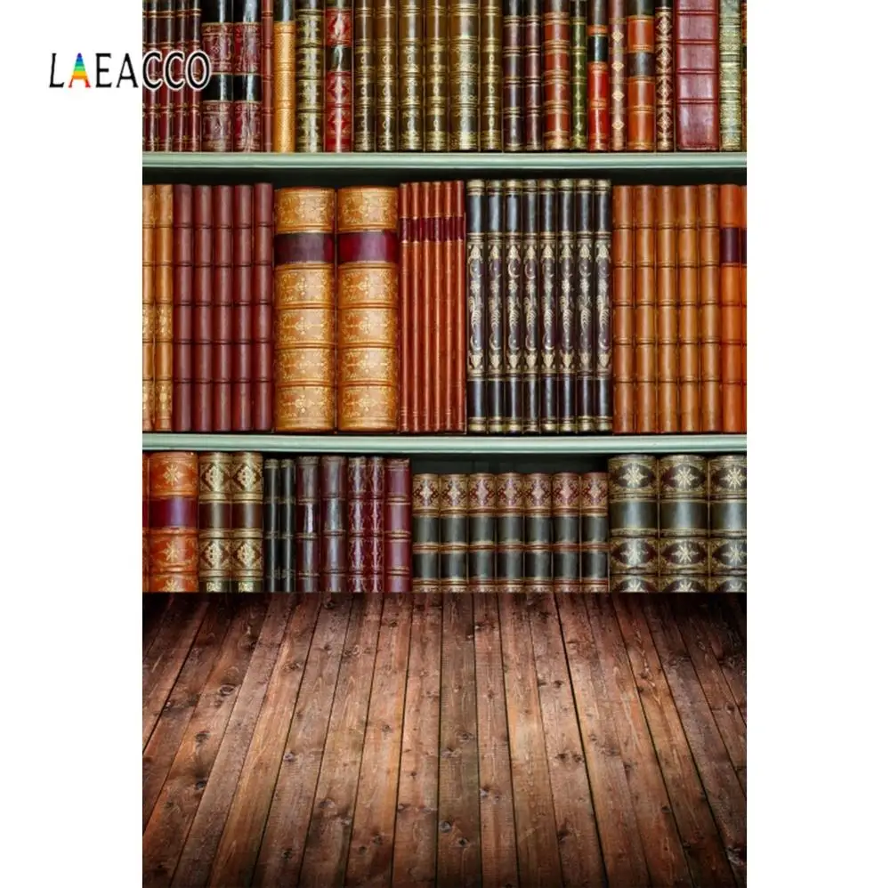 Laeacco детская библиотека деревянная доска старая книжная полка книга фотографии