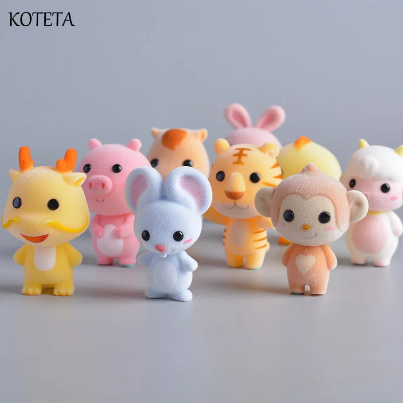 Koteta Kawaii ПВХ Флокированная кукла пушистая собака свинка обезьяна мини игрушки для