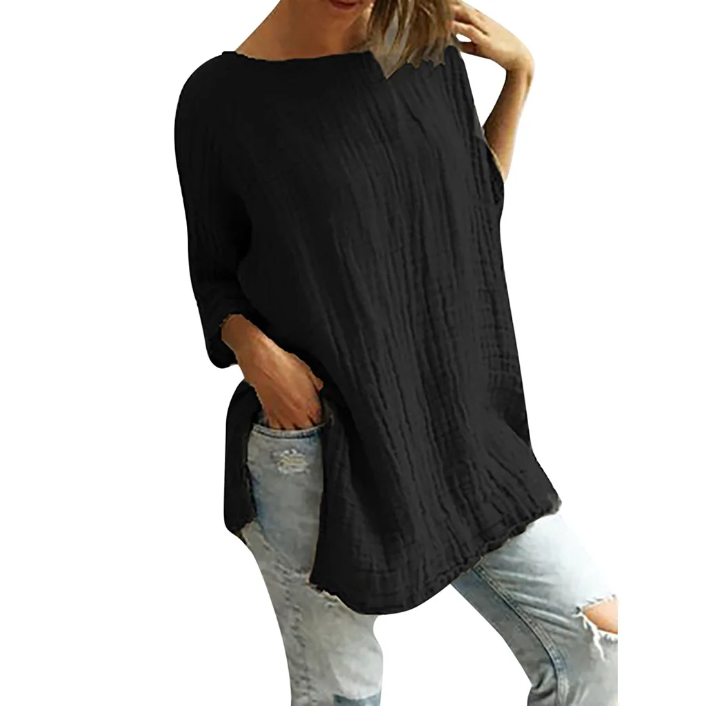 Women Tops Ladies Blouse Summer Solid Clothing Round Neck Basic Tee Fashion Half Sleeves Tunic Stylish Vintage |