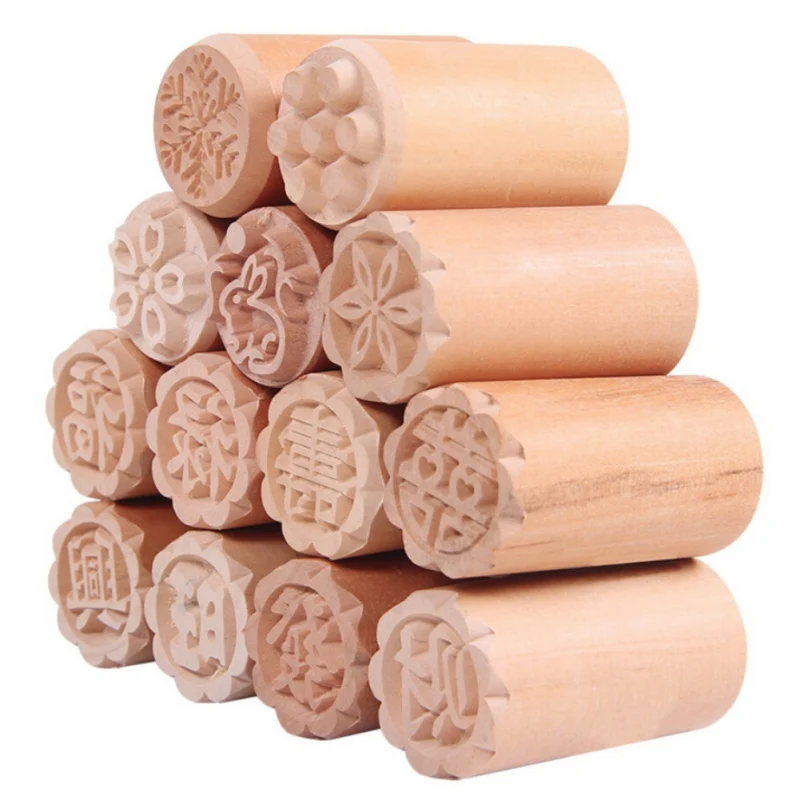 Ручной круглый деревянный десерт печать штамп DIY кондитерский торт печенья формы