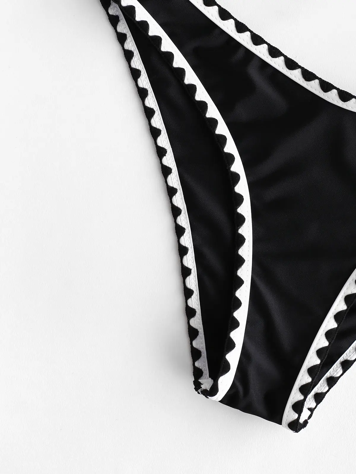 ZAFUL Bikini Embroidered Trim Lace Up Strapless Bikini Push Up Swimwear Sexy Swimsuit Bathing Suit Women Holiday Swimming Bikini