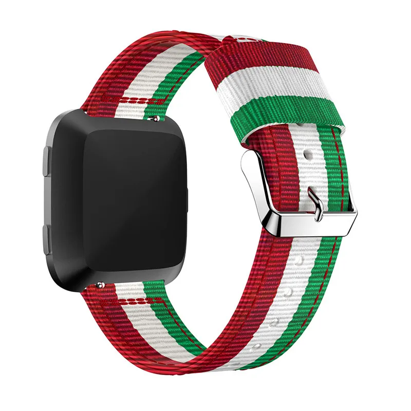 Ремешок нейлоновый спортивный для наручных часов Fitbit versa регулируемый сменный