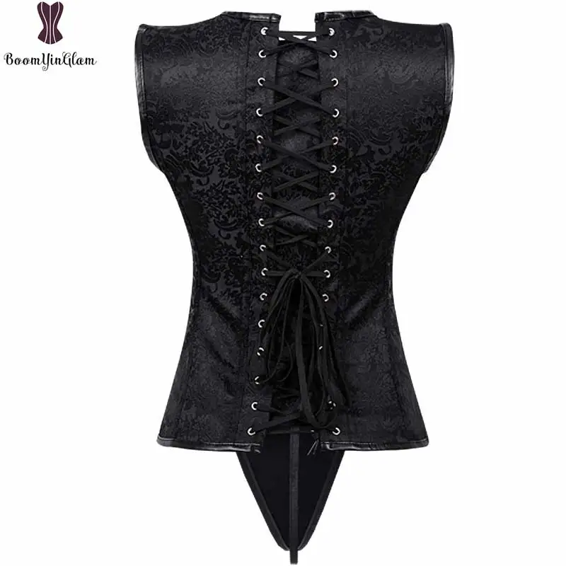 Стимпанк готический корсет панк бюстье со стальным каркасом цветочный