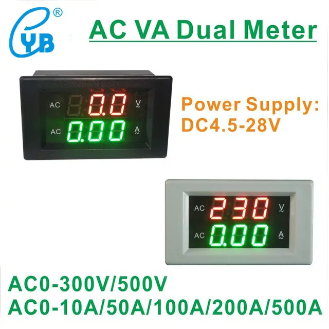 YB4835VA AC0-500V AC0-300V Измеритель напряжения и тока переменного Светодиодный панельный