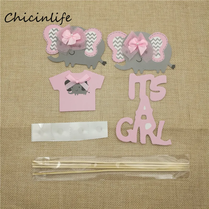 Chicinlife 4pcs Elephant It s a boy girl торт Topper Baby Shower детский день рождения украшение торта