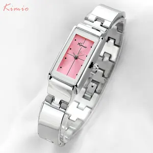 Часы KIMIO женские кварцевые, брендовые Модные Аналоговые наручные, с браслетом из сплава, розовые, красные