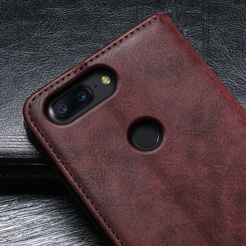 Чехол для Oneplus 5 T чехол Высококачественная крышка Ретро Флип кожаный делового