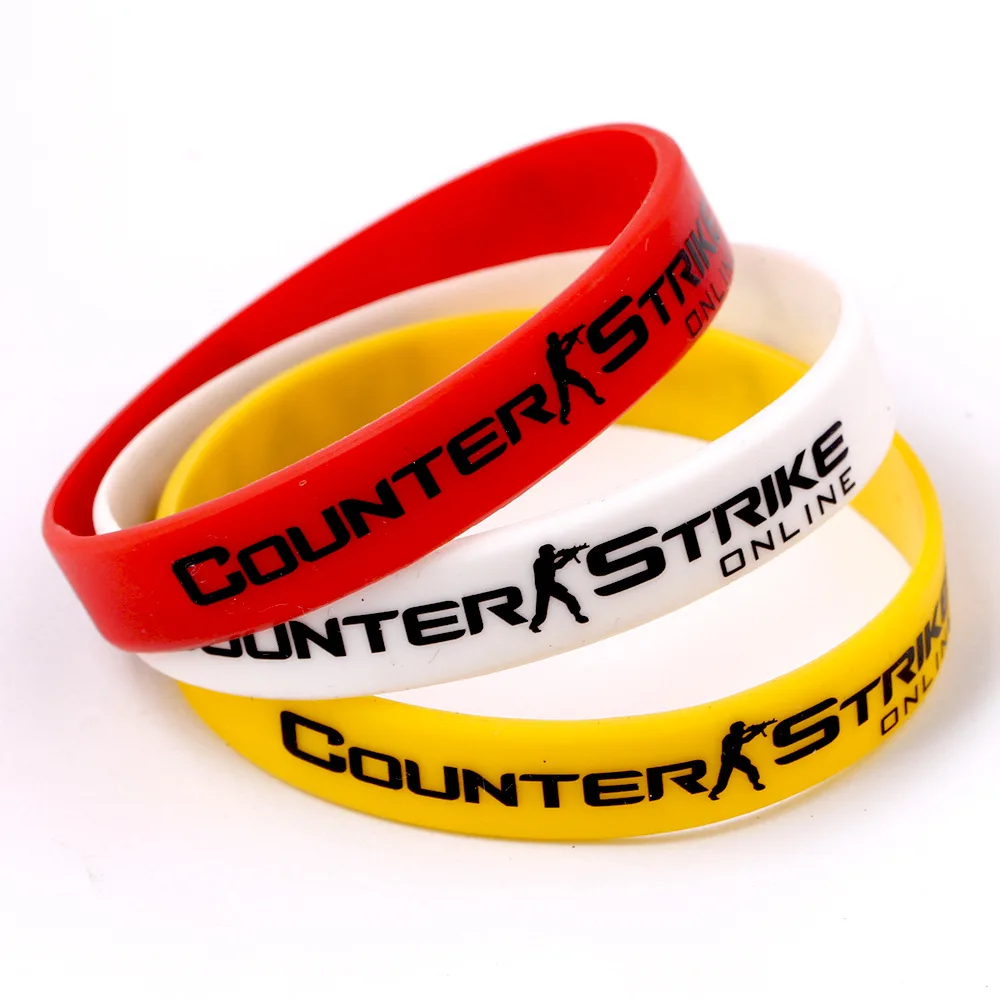 100PCS/Lot Game Play CS GO Silicone Rubber Diabetes Bracelets CSGO Counter Strike Braclet Red Yellow White Cross Fire - купить по