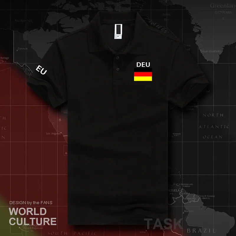 Немецкие Deutschland рубашки поло мужские с коротким рукавом белые бренды с принтом для страны хлопок Национальный флаг команда Новая мода - Цвет: polo-Black