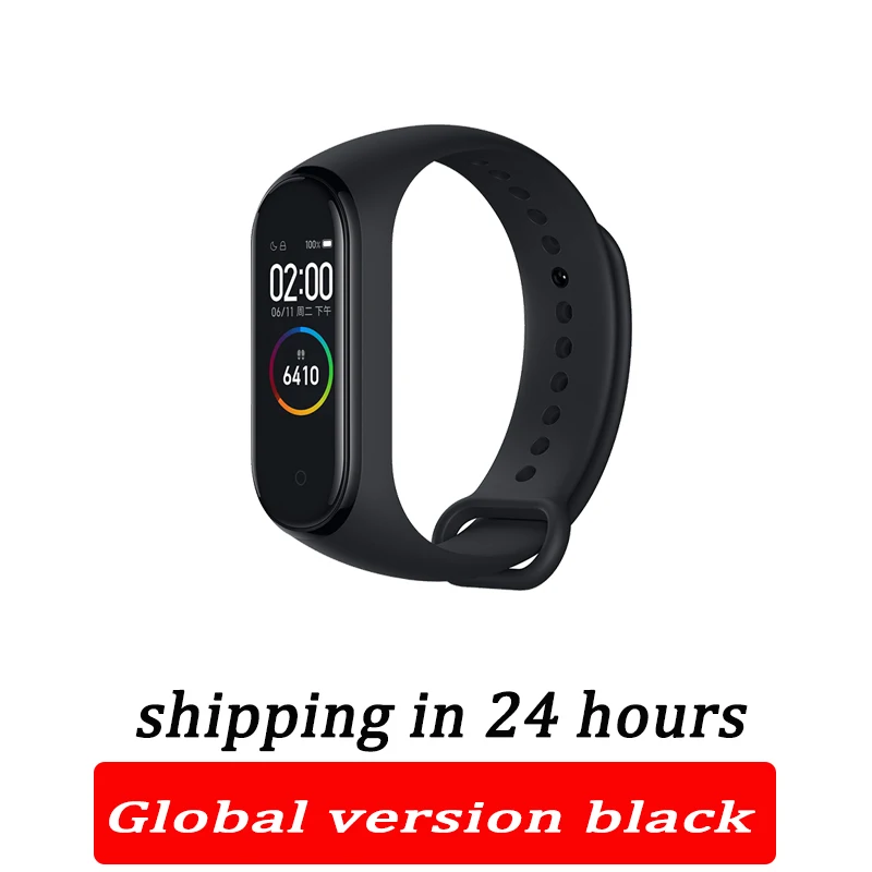 black global only Xiaomi Mi-браслет 4 смарт-Браслет фитнес-браслет MiBand Band 4 Частота сердечных сокращений большой сенсорный экран сообщение Smartband - Цвет: black global only