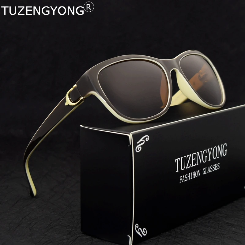 TUZENGYONG, фирменный дизайн, кошачий глаз, поляризационные солнцезащитные очки, уф400, Ретро стиль, женские солнцезащитные очки для вождения, женские градиентные очки