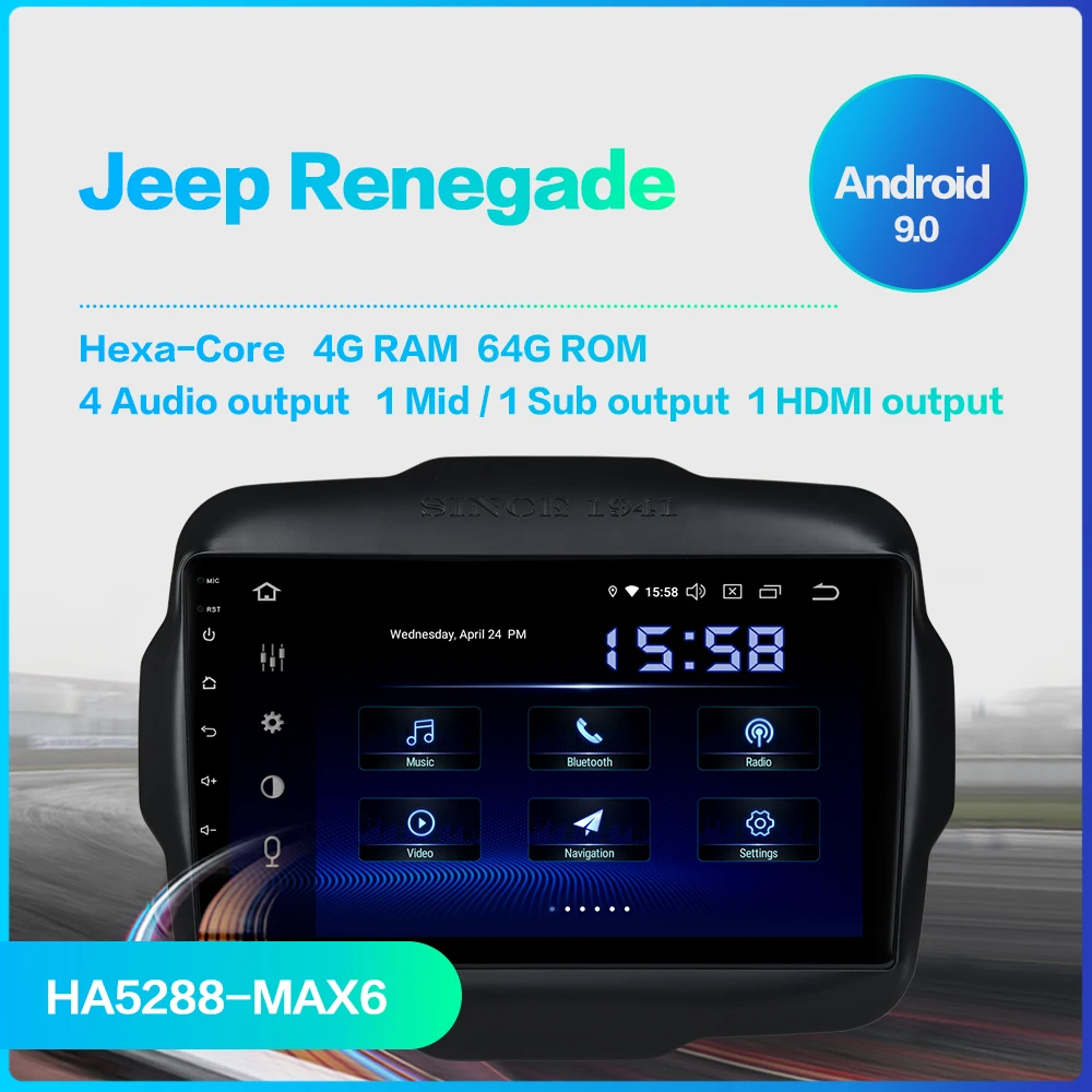 Автомобильный радиоприемник Dasaita 9 дюймов Android 0 мультисенсорный экран для Jeep Renegade