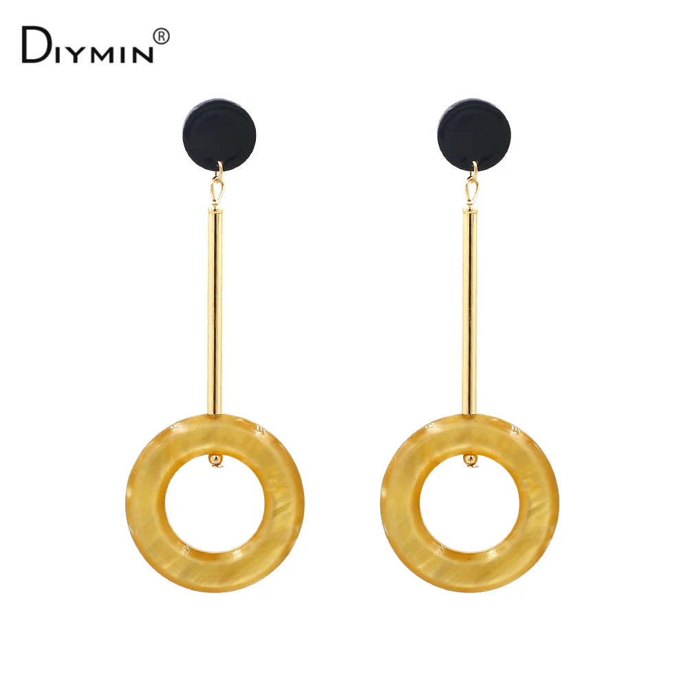 Diyimin Новый дизайн Чешский Круглый Смола Длинные Висячие серьги для Для женщин