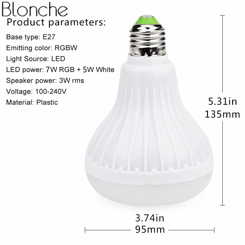 Умная Беспроводная Bluetooth Колонка E27 RGB RGBW лампочка с регулируемой яркостью для