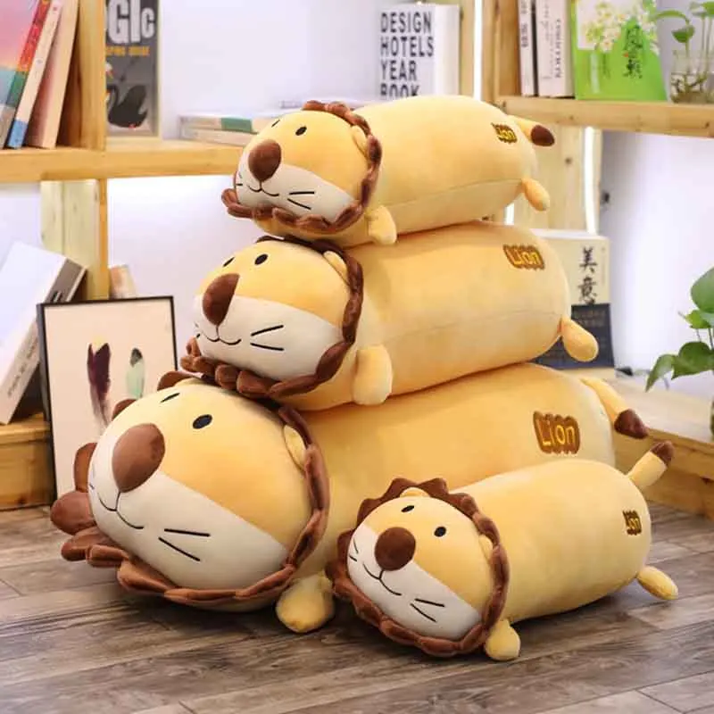 1pc 42/60cm Sunflower Lion Filled lion pillows Cute plush toys grassland brinquedos Cylindrical cushions Kid's Xmas Present | Игрушки и