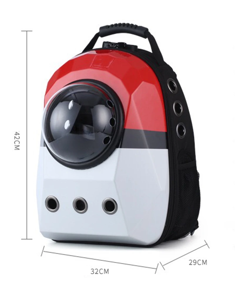 Red White Pokemon Space Capsule Pet Cat Рюкзак с пузырьковым окошком для котенка, щенка, чихуахуа, маленькая переносная сумка для собак, уличная дорожная сумка YHB04 - Цвет: Red White