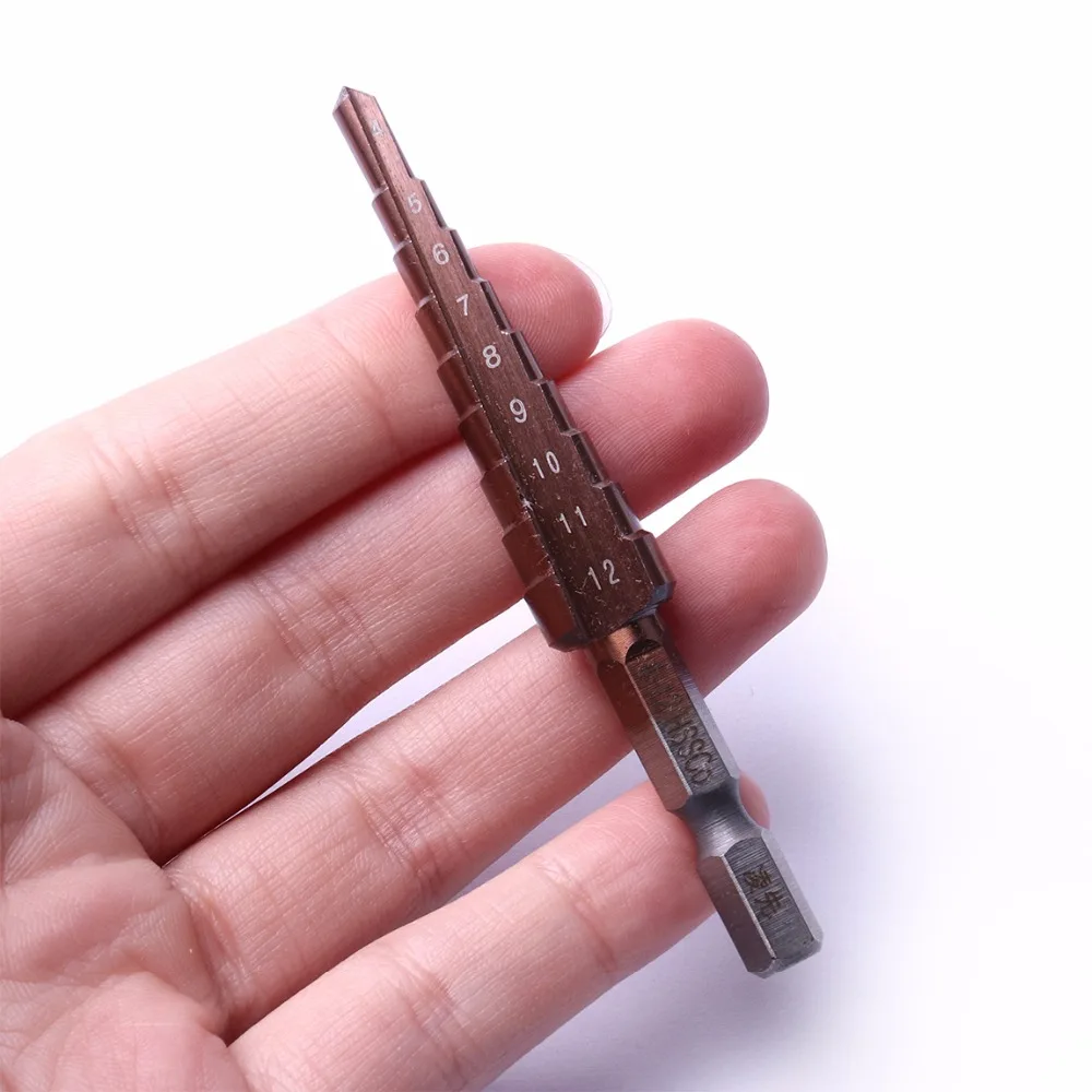 1 шт. HSS Co M35 4 12 мм прямой слот шестигранная ручка ступенчатое сверло прямое