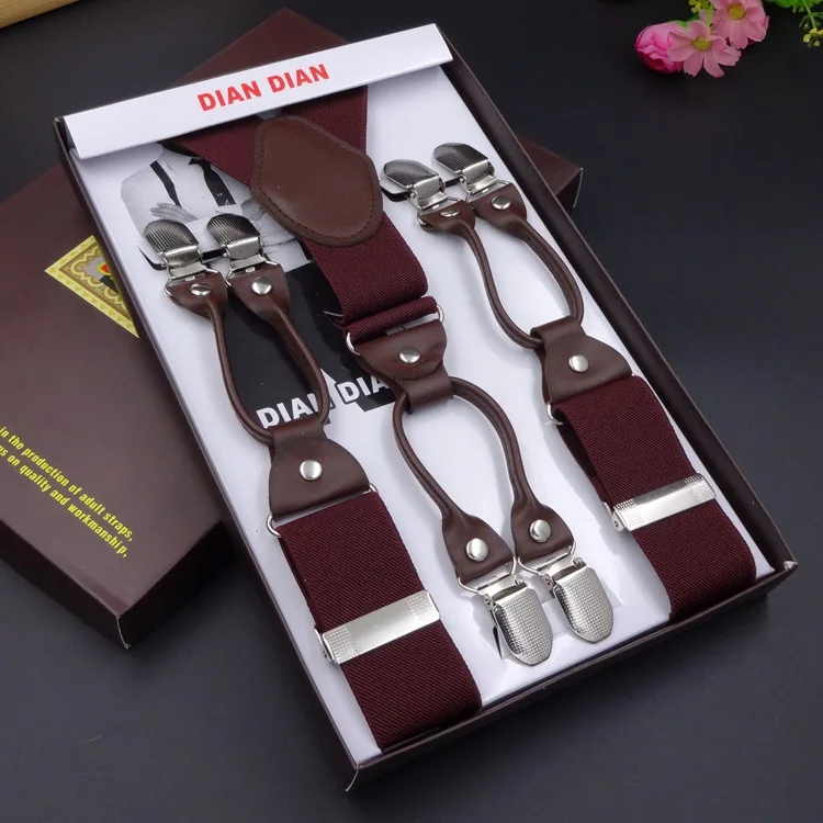 LGFD1782 мужские подтяжки размера плюс 120 см длинные х черные 6 зажимов|mens suspenders|suspenders