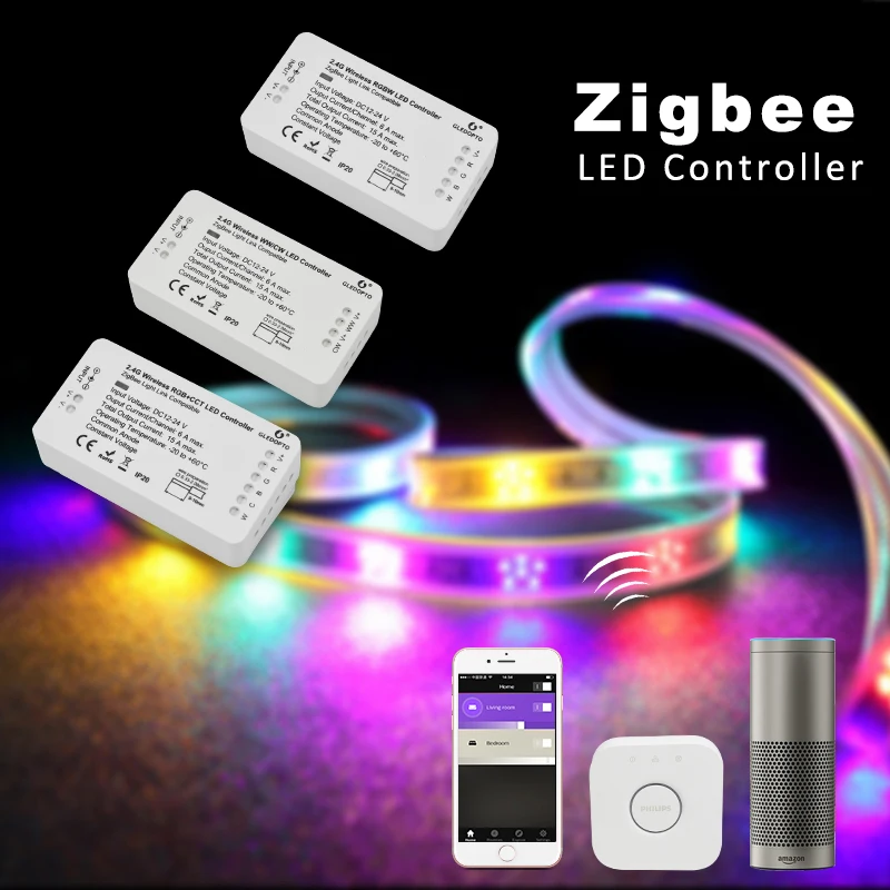 ZIGBEE светодиодный полосы RGB CCT контроллер 12V 24V 15A Выход Lightify Tradfri совместимость