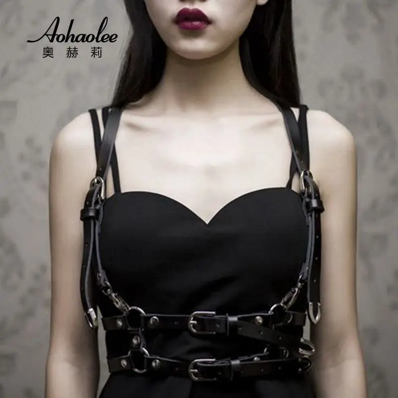 2016 Сексуальные Женщины Кожаные Ремни Упряжи С Скрещенные Тела Жгут Связывание