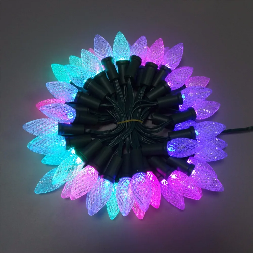 200 шт. C7/C9 DC12V WS2811 50 узлов/Коллона D20D S20 доступный rgb-светодиод Рождественский пиксель модульная светящаяся гирлянда Зеленая проволока; IP68