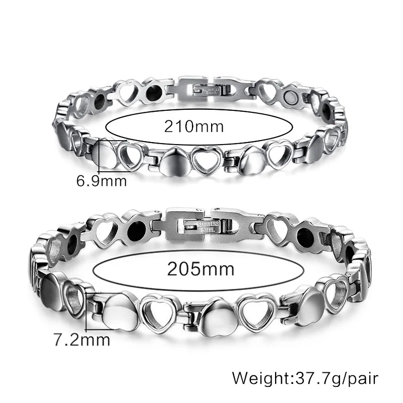 CC полый браслет в форме сердца брикет для влюбленных магнитный из титановой