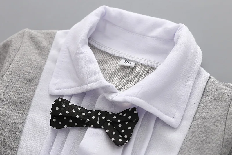 

3-24M Newborn Baby Boys Gentleman Rompers One Piece long Sleeve Jumpsuits Toddler Clothes Baby Spring Autumn Rompers