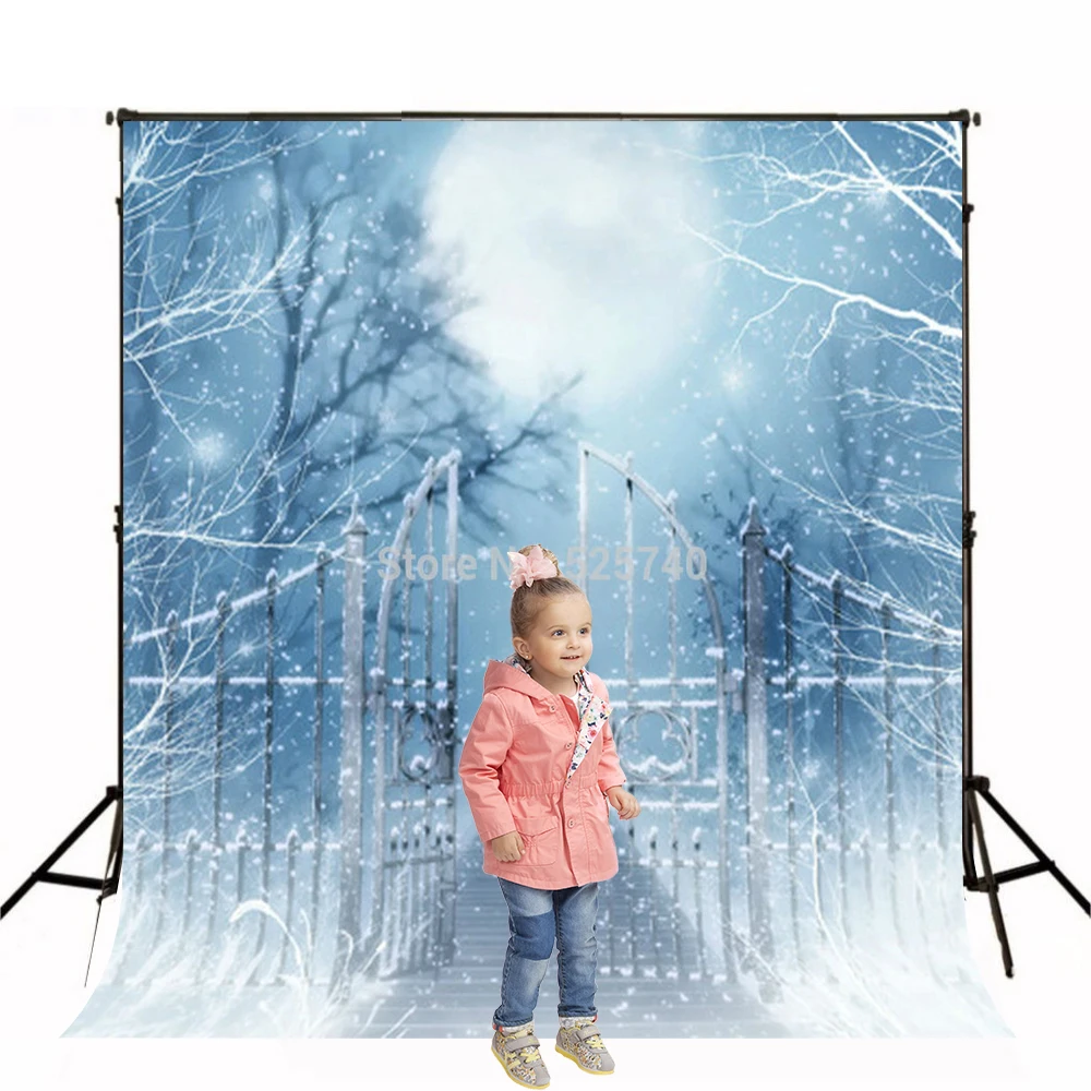 Винилбдс фоны для фотосъемки светло-голубые железные ворота лунный свет