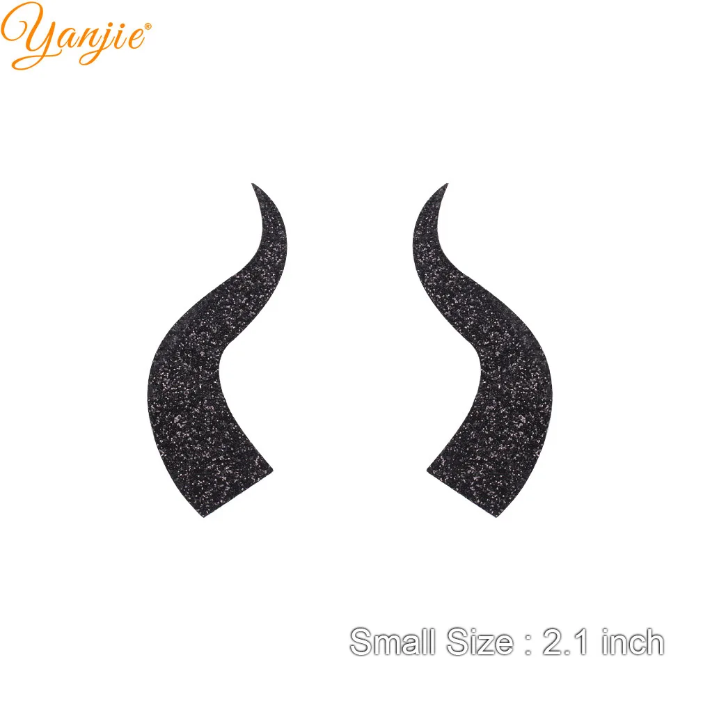 small-black 10pairs/lot Glitter Felt Devil Horn For Girls Women Headband Hot Sale Halloween Party Kids Hair Bow DIY Hair Accessories - Цвет: small-black