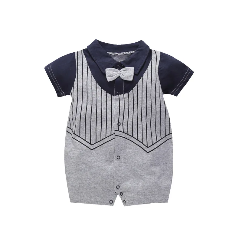 

Newborn Gentleman Baby Rompers infant boy Jumpsuits Short Sleeve 100% Cotton newborn one pieces toddler clothes