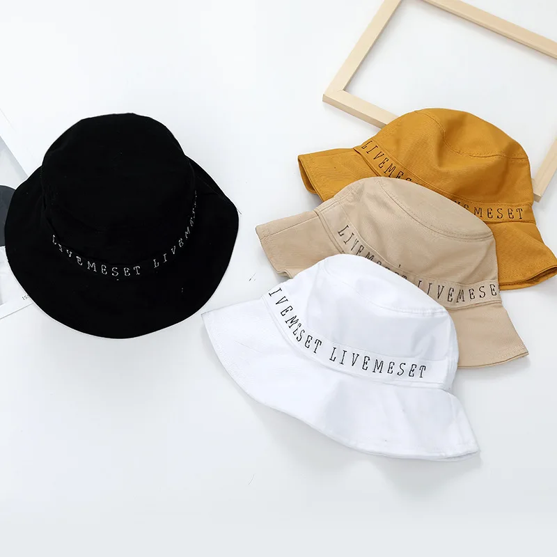 

Female Fashion Bucket Hats Letter Embroidery Fisherman Hats Cotton Street Fishing 2019 New Cool Bucket Hats for Men and Women