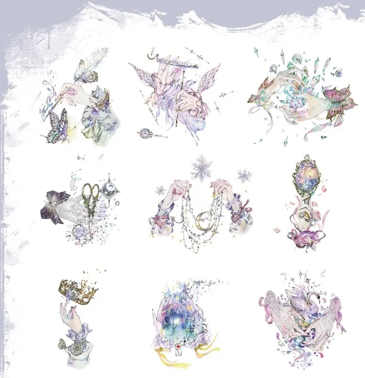 

High-Quality Special Ink Hands Sign language Japanese Decorative Adhesive DIY Masking Paper Washi Tape Label Stickers Diary Gift