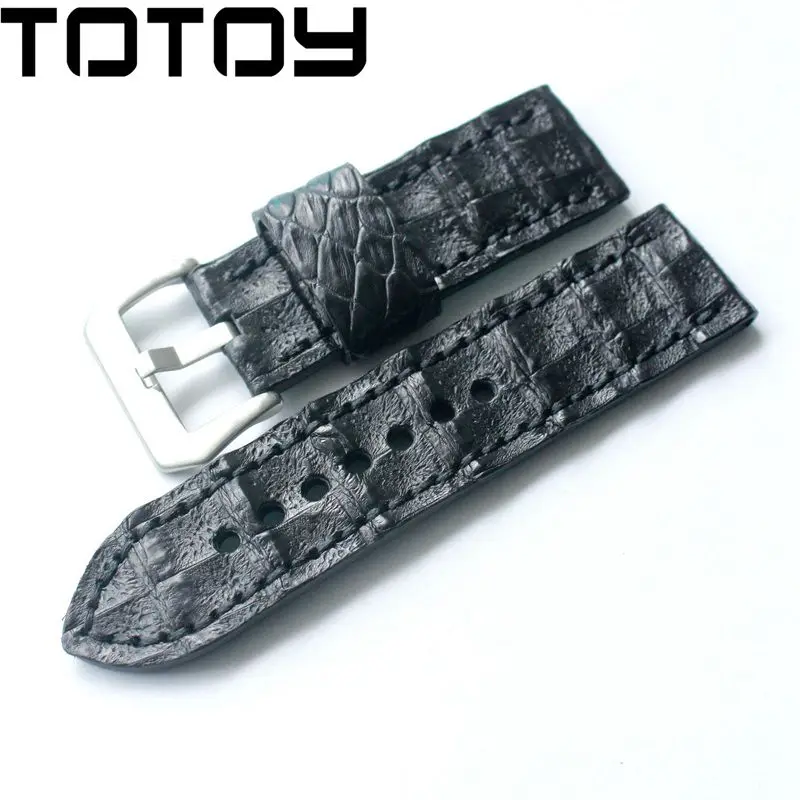 Brack A TOTOY ручной работы из крокодиловой кожи Ремешки для наручных часов 26 мм большая кость из крокодиловой кожи Ремешки для наручных часов, винтажные для PAM мужской ремень - Цвет ремешка: Brack A