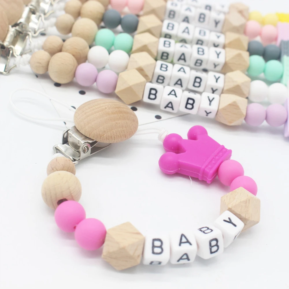 DIY силиконовый прорезывающий сосок зажимы с безопасной Abs Соска с бусами цепи для соски детские игрушки-Жвачки пустышки зажимы соска цепи