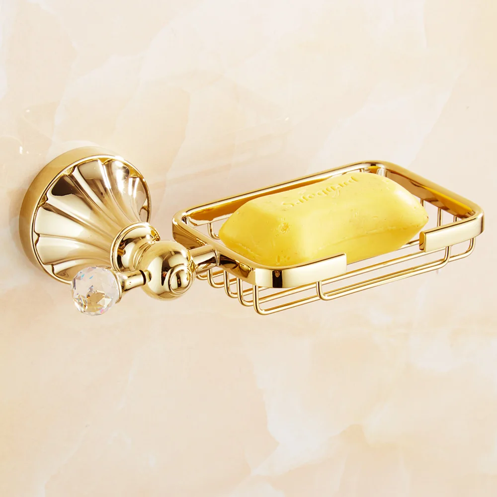 

Brass & Crystal Gold Soap Dish Holder Antique Soap Dish Luxury Brass Soap Box Flower Carved Soap Tray Bathroom Accessories
