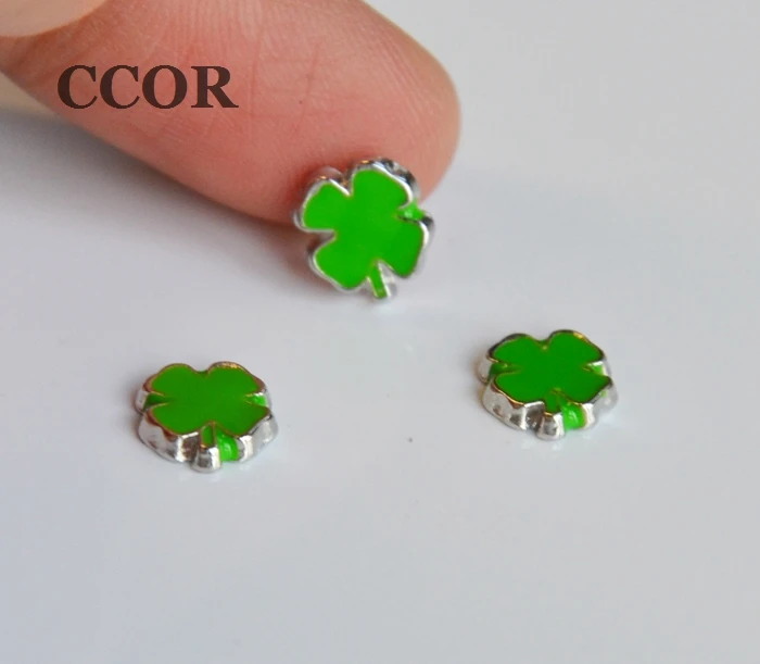 Бесплатная доставка 10 шт зеленый четырехлистный клевер Плавающие Подвески
