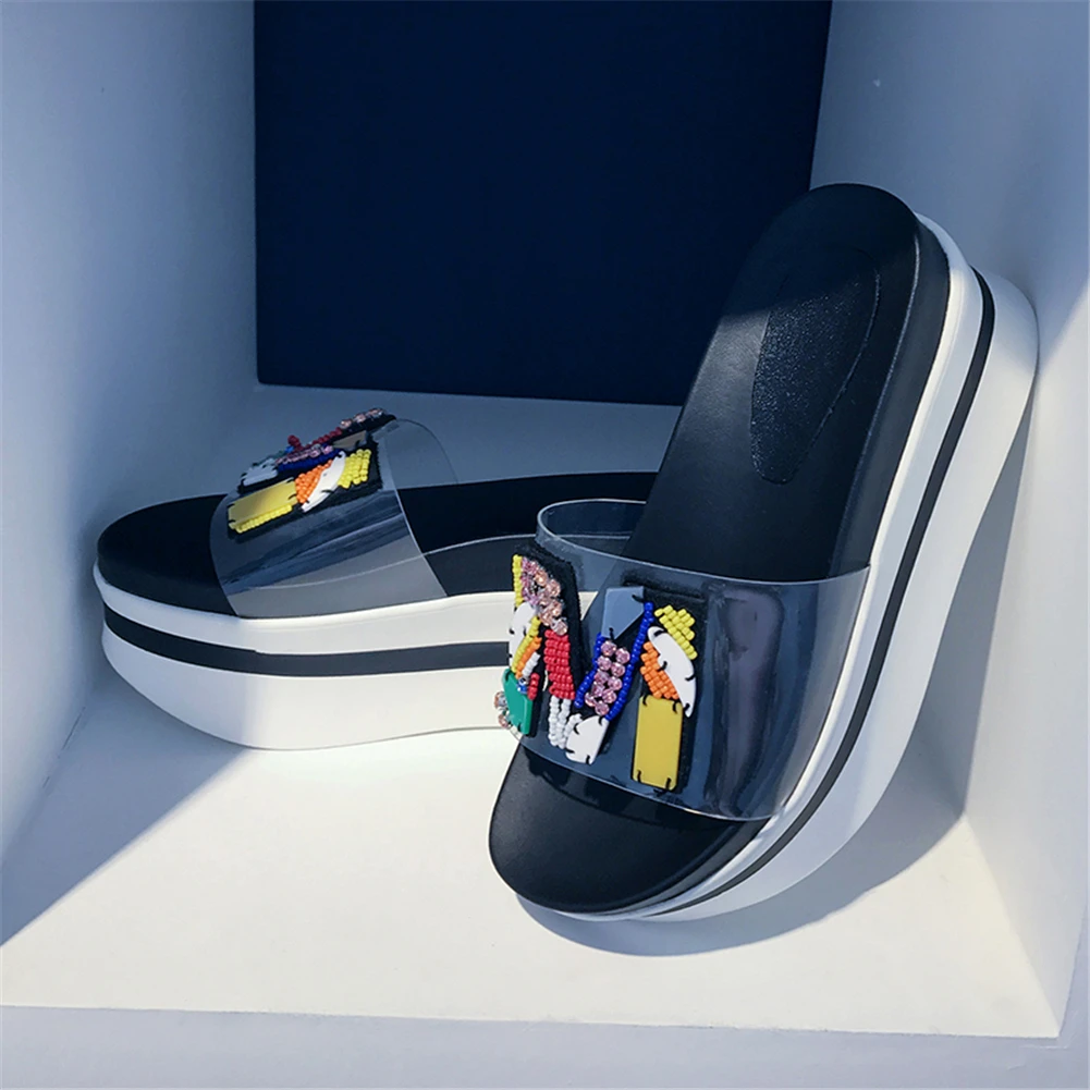 DORATASIA New Summer Girl Thick Platform Slides Women Fashion Transparent PVC Slippers Casual Women Wedges Shoes Woman