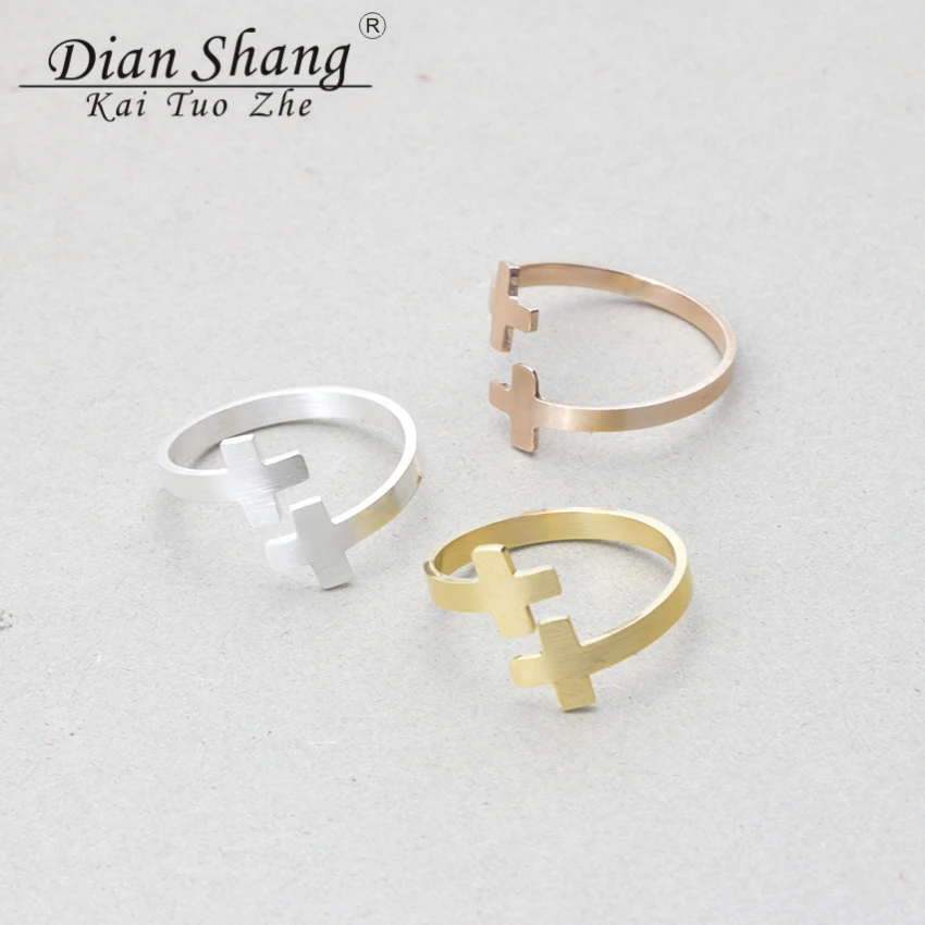 Нержавеющая сталь Кольца для Для женщин двойной крест греческие христианской