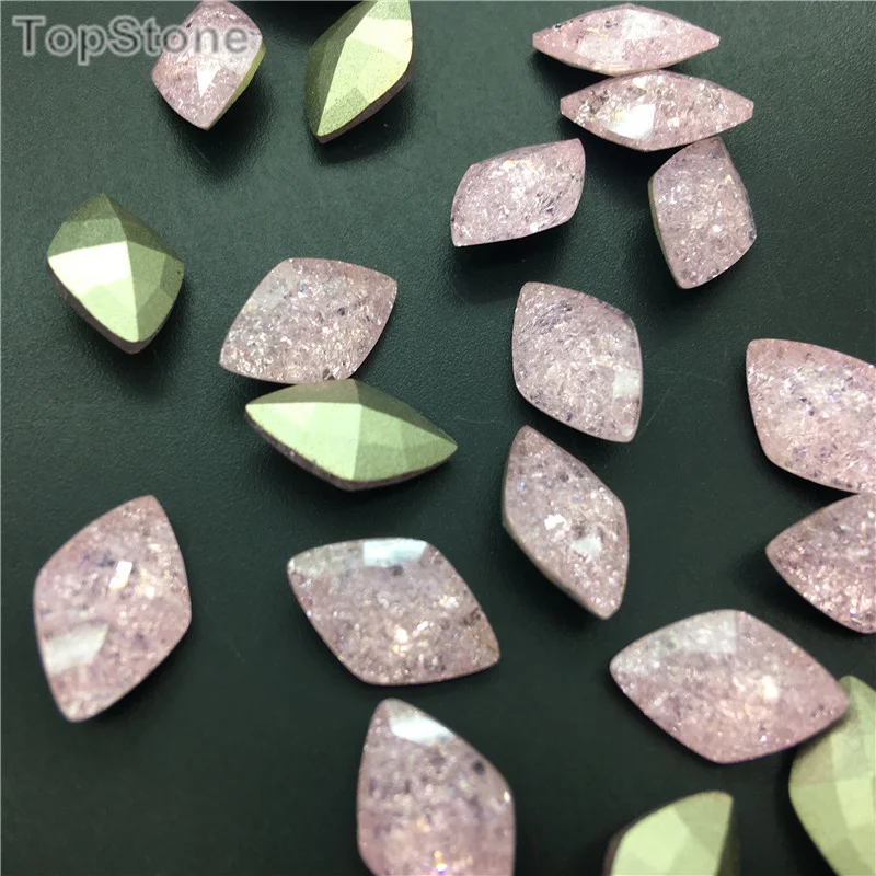 TopStone 9x14mm K9 Glass Crystal Ice Flower Lemon rhombus Rhinestone pointback fancy stone Can Mix colors | Дом и сад